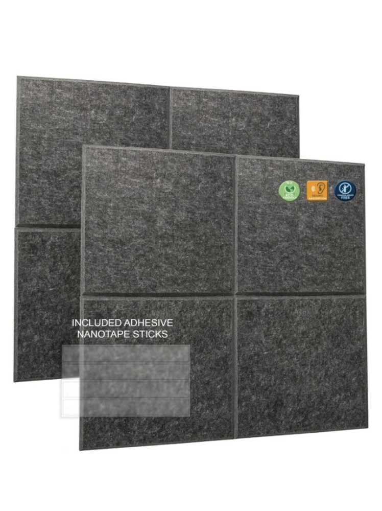 16Pack Black Acoustic Panels 12″X12″X 0.4″ Sound Absorbing Soundproof Wall Panel