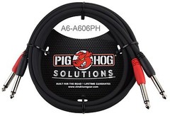 6ft Dual 1/4″ TS Mono Male to Male Plug Noise Free Pig-Hog Audio Cable A6-A606PH