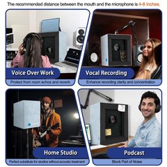 Enclosed Vocal Booth, Portable Microphone Isolation Shield, Foldable Reflecti…