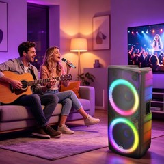 Dual 15″ Bluetooth Speaker Bass Sound System w/ Mic Remote USB/AUX for Party DJ