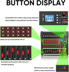 Audio Mixer 8 Channel, CT-80S Professional Sound System Mixer Board DJ Mixing Co