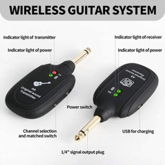 Guitar Bass WIRELESS System Transmitter Receiver Built In Rechargeable Battery