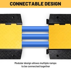 Yescom 3 Channel Rubber Cable Ramp 40000 Lbs Wire Cord Ramp Hose Cover Protector