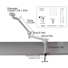 Microphone Arm Stand Half Circular Angle Management Feature Cable Planner