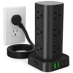 Power Strip Tower with Multiple Outlets, Flat Plug Surge Protector … Fast Ship