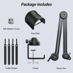 Microphone Boom Arm, Adjustable Microfono Stand Mic Arm with Extra-large Pop …