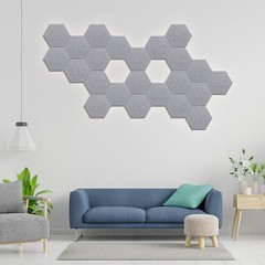 Hexagonal Acoustic Panels-12 Pack High-Density Sound Hex-12 Pack Ash Gray