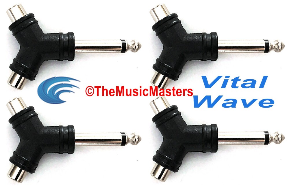 (4) 1/4″ Male Mono Plug to Dual RCA Jacks (F) Audio Cable Cord Adapters VWLTW