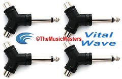 (4) 1/4″ Male Mono Plug to Dual RCA Jacks (F) Audio Cable Cord Adapters VWLTW