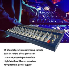 14 Channel Home Audio Mixer System Recording DJ Mixing Console Bluetooth Mixer