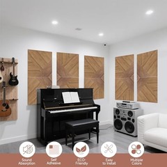 Acoustic Wall Panels,6 Pack Total Size 72 x 48 Inches,Self-Adhesive Beech