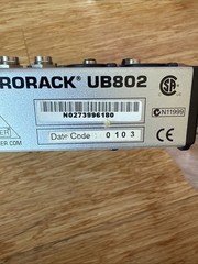 Behringer Eurorack UB802 Ultra-Low Noise 8-Input 2-Bus Audio Mixer No Pow Suppl