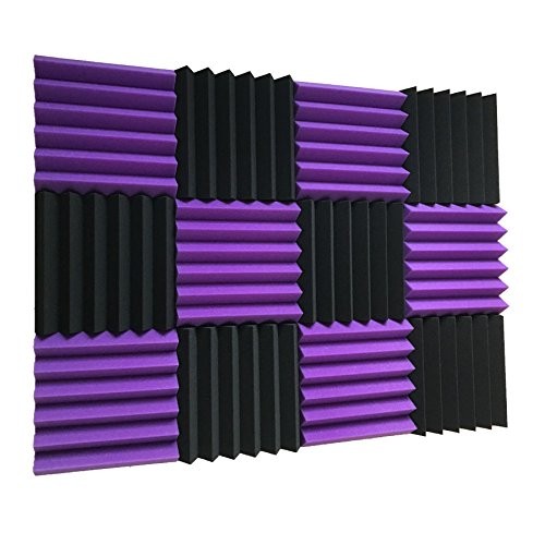 12 Pack Wedge Purple/Black Acoustic Soundproofing Studio Foam Tiles 2″x12″x12″