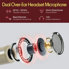 Pyle Pro Dual Over-Ear Headset Microphone – Beige/Matches Various Skin Types
