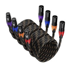4-Pack XLR Cables 15ft – Microphone Speaker Nylon Braided