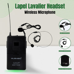 MUSYSIC 4 Channel UHF Lapel / Lavalier & Headset Wireless Microphone System UHF