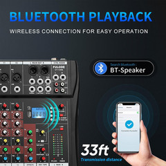 12-Channel Professional Audio Mixer with Bluetooth and USB Recording