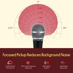 Pyle Professional Dynamic Vocal Microphone – Moving Coil 1 pack, Black