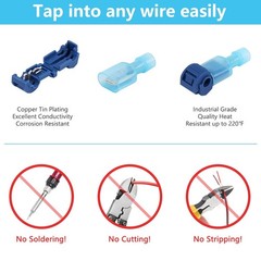 120 Pcs T-Tap Wire Connectors, Quick Splice Terminals, Red, Blue, Yellow