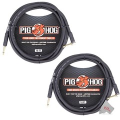 Pig Hog 10ft Instrument Cable 1/4 – 1/4 Inch Right Angle to Straight- 2 Units