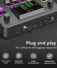PUPGSIS Gaming Audio Mixer, Interface for pc,1/4″ TRS T12S-Mixer, Black