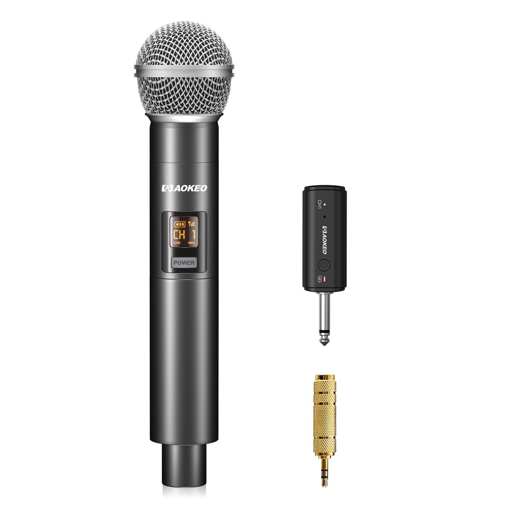 Wireless UHF Metal Dynamic Handheld Mic Rechargeable Receiver 160Ft Karaoke