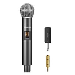 Wireless UHF Metal Dynamic Handheld Mic Rechargeable Receiver 160Ft Karaoke