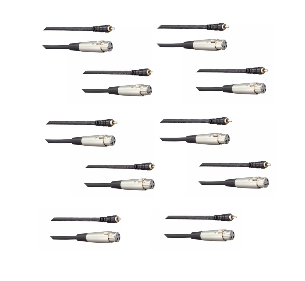 10x Hosa XRF-120 20FT 3-Pin XLR Female RCA Male Cable Audio SPEAKER Mixer Stereo