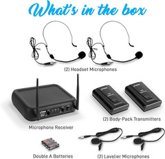 Dual Channel Wireless Microphone System – VHF Fixed Dual Frequency Wireless Mic