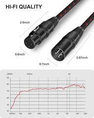 XLR Cable Short, Mic Cord 1 Ft 2 Pack, All Length from 6Inch to 100Ft, Braided