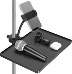 Innogear Microphone Stand Tray, Mic Stand Tray with Phone Holder Adjustable Clam