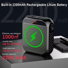 Portable Voice Amplifier for Teachers, 2200mAh Rechargeable Personal Black