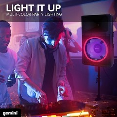 Gemini GSP-L2200PK Bluetooth 2200W 15″ LED Party Lights Speaker Mic Stand Set