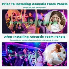Soundproof Foam Panels 2 Pack 48″x24″x2″ Black Acoustic Egg Crate High Density N