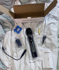 Bietrun Wireless Microphone, UHF Metal Dynamic Handheld Karaoke Mic black NEW