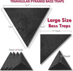 4 Pack Ceiling Corner Bass Traps – Acoustic Foam for Home Studio Soundproofing