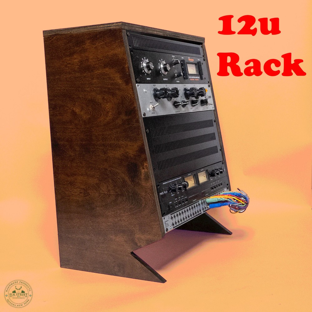 12U Studio Rack Dark Walnut with handles