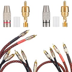 Elechood 20Pack RCA Male Plug Solder, Gold Audio Video Cable Adapter