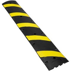 2 Pack Black Yellow Rubber Speed Bump With Cable Management Channel 72 X 11 In