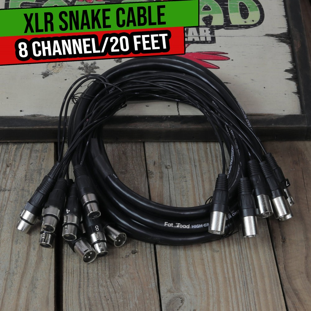 XLR Snake Cable Patch – 8 Channel 20ft Pro Audio Mic Cord Mixer Sound Stage PA
