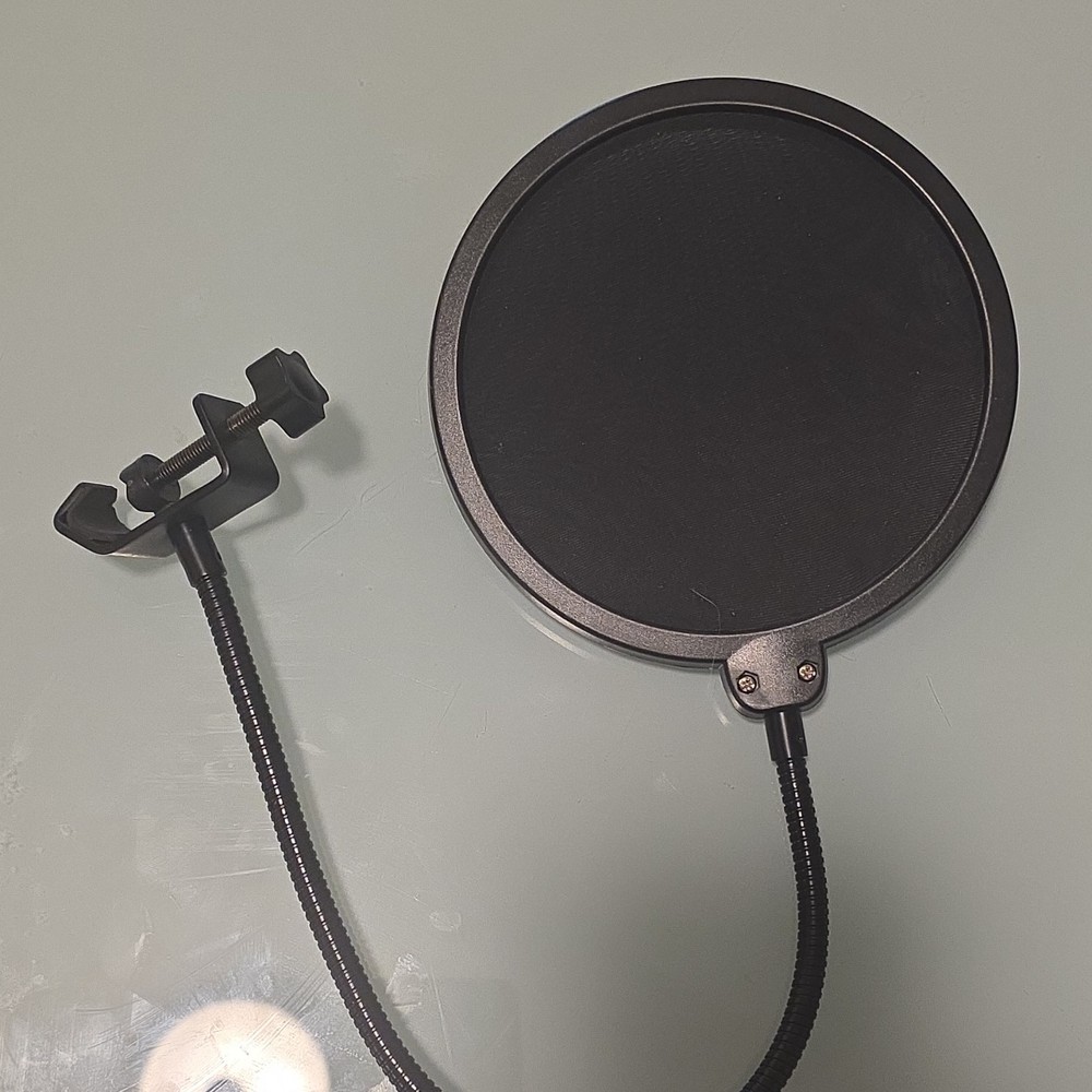 Black Gooseneck Microphone Pop Filter Clamp Mount Metal Plastic