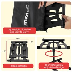 Pyle Portable Folding Laptop Stand – Standing Table with One Size, Black