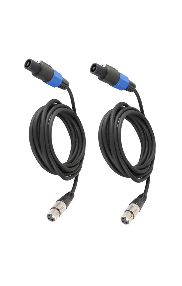 2pcs Twist Lock Speakon Male Plug to XLR Jack Female Cable Loudspeaker Lead 10FT
