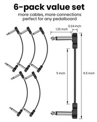 LuminologyPro 6 Pack Guitar Patch Cables, 5 Inch, 1/4″ TS 5 inches, Black