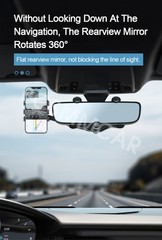 Car Interior Rearview Mirror Phone Holder Mount Telescopic Adjustable Bracket
