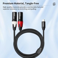 USB C to 2 XLR Male Copper Cable Nylon Braid Low Noise for Muscial Instrument