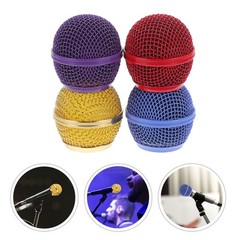 4Pcs Durable Metal Microphone Replacement Grille Head Covers Assorted Colors