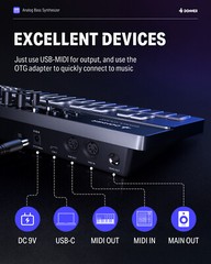 Donner B1 Analog Bass Synthesizer Sequencer 128 Patterns Memory Saturation