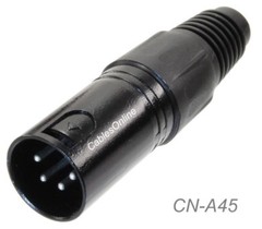 XLR 4-Pin Male Solder Type Black Metal Connector, CN-A45
