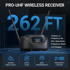 TONOR Wireless Microphones Dual UHF Rechargeable 260ft